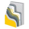 Thermal insulation cross-section layered scheme. Wall thermal protection. Insulation principle scheme. Thermal insulation construction. Wall thermal isolation. Simple colored EPS10 vector illustration